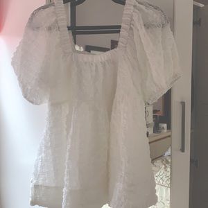 b+ab white babydoll blouse